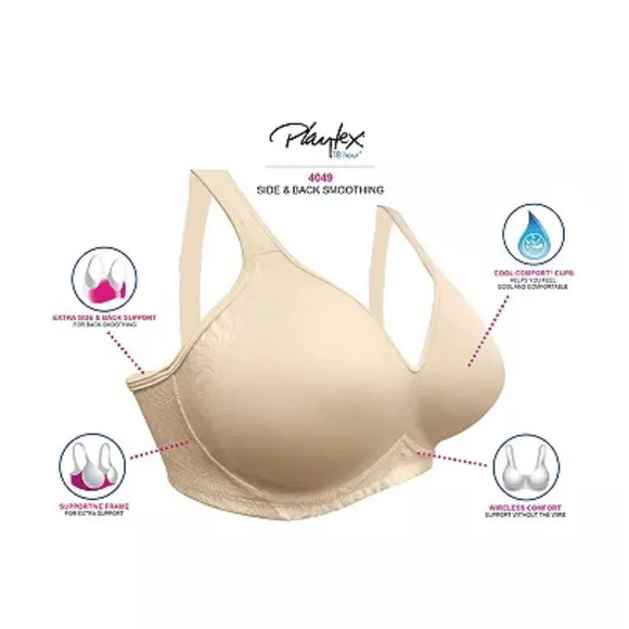 Playtex® Bra: 18 Hour Seamless Smoothing Full-Figure Bra 4049 - Women's 38DD - Picture 5 of 8